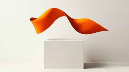 Poster - Elegant and Sleek Chinese Inspired Ribbon Abstract 3D with Minimalist Backdrop and Open Text Placeholder for Creative Design Usage