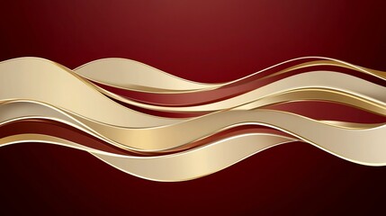 Poster - Mesmerizing 3D showcasing a vibrant red background adorned with subtle golden waves and an open text field creating a modern sophisticated and celebratory atmosphere