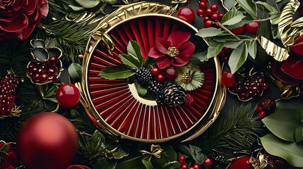 Poster - Elegant Lunar New Year decorative abstract shapes forming a clean seamless 3D layout  Vibrant minimalist design with modern stylish text overlay for festive premium branding or packaging