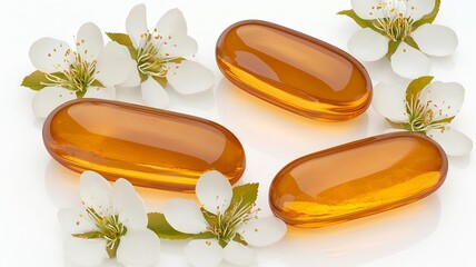 Poster - Elegant 3D of gold ingots or bars nestled amongst delicate cherry blossom blooms on a spacious minimalist white background with ample text area