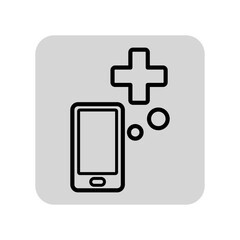 Poster - medical mobile app line icon. online doctor, medical aid, consultation outline sign. medicine and mo