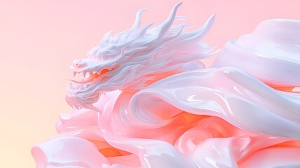 Poster - Mesmerizing 3D of dragon motifs with glowing shimmering accents set against a vibrant gradient backdrop providing an open text placeholder for various design applications