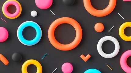 Poster - Mesmerizing abstract 3D featuring a clean minimalist design with glowing metallic prosperity symbols and accents
