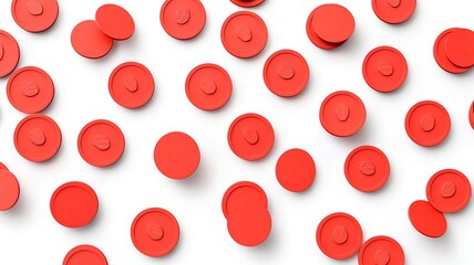 Poster - Red Envelopes and Prosperity Coins Arranged on a Seamless White Background with Clean Text Layout 3D Depicting Chinese New Year and Prosperity Concept
