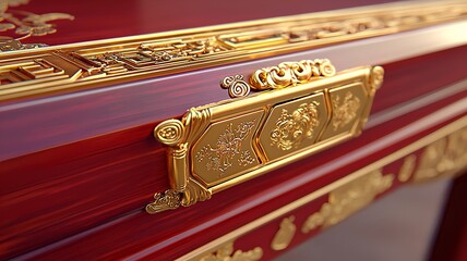 Poster - Elegant and Intricate Traditional Chinese Ornamental Patterns Featuring Sleek Gold Accents and a Clean Text Placeholder in a Visually Striking 3D
