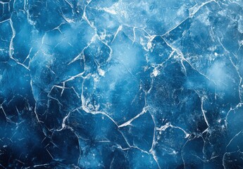 Poster - Abstract Texture of Cracked Ice with Vivid Blue Hue and Intricate Patterns Perfect for Backgrounds, Website Designs, and Creative Projects