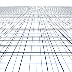 Poster - An abstract perspective of a grid pattern, showcasing a field of blue lines against a white background.