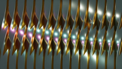 Wall Mural - Abstract background 3D animation shiny glass and metal reflective objects movement rotation play of light.
