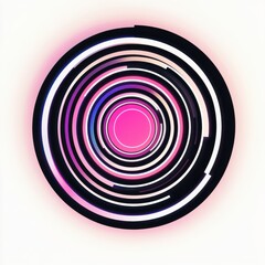 Poster - Abstract circular design with vibrant pink and contrasting black patterns, creating a hypnotic visual effect.