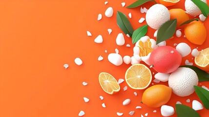 Poster - Sleek Minimalistic Chinese New Year Symbols with Vibrant Festive Colors in a Clean Text Layout 3D Auspicious Graphic Design for Lunar Holiday and Traditional Culture