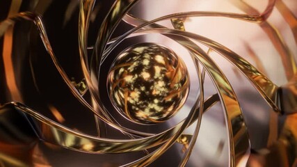 Wall Mural - Abstract background 3D animation shiny glass and metal reflective objects movement rotation play of light.