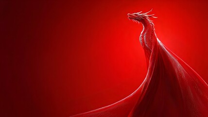 Poster - Sleek minimalist 3D featuring a captivating dragon motif set against a smooth gradient background providing an elegant and sophisticated template with ample editable space for text or design elements