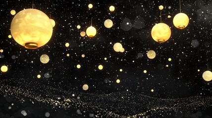Poster - Captivating Minimalist 3D Featuring a Serene Lantern Filled Scene with an Elegant Background and an Open Text Field for Customization