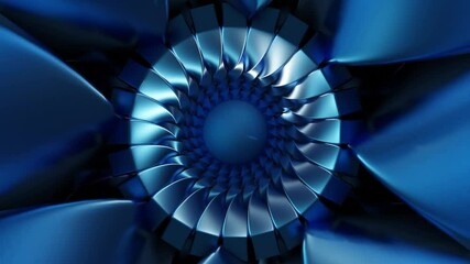 Wall Mural - Abstract background 3D animation shiny glass and metal reflective objects movement rotation play of light.