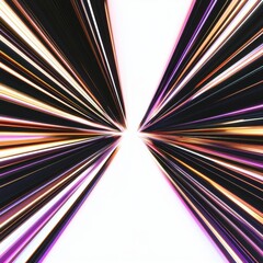 Poster - Dynamic abstract lines in purple, black, and orange converging towards a bright center, portraying energy and motion.