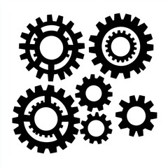 Poster - A collection of black gears on a white background, illustrating mechanical movement and engineering concepts.