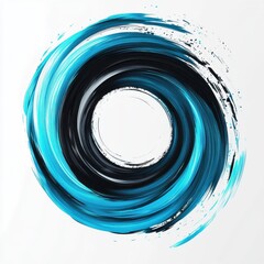 Poster - Abstract circular artwork with dynamic swirling patterns in blue and black tones, creating a sense of movement.
