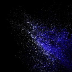 Poster - A stunning explosion of blue and white particles against a black background, creating a mesmerizing, cosmic effect.