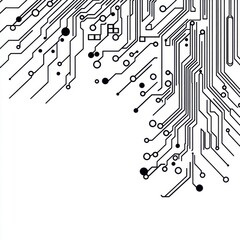 Poster - Abstract black and white circuitry design with intricate lines and dots, evoking modern technology and innovation.