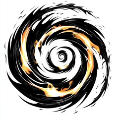Poster - A mesmerizing swirl of black and orange flames, creating a dynamic and striking visual effect.