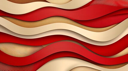 Poster - Vibrant Red and Gold Prosperity Patterns with Glowing Accents on Minimalist Gradient Background  Luxurious and Elegant 3D Suitable for or Design Concepts