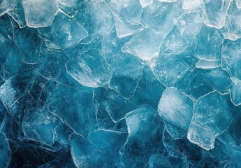 Poster - Close-Up View of Ice Cubes on a Reflective Surface with Beautiful Blue Tones and Intricate Textures, Perfect for Beverage and Culinary Themes