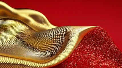 Poster - Luxurious Red and Gold Prosperity Patterns with Minimalist Gradient Accents   Elegant Vibrant 3D with Spacious Text Area for Prosperous Celebratory Designs