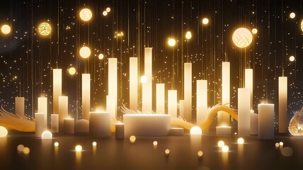 Poster - Stunning 3D featuring a seamless background with sleek gradient lanterns adorned with glowing dragon motifs