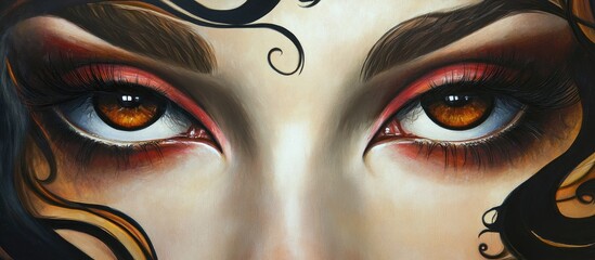Poster - Surreal Pop Art with Intense Eyes Featuring Blank Space for Custom Text and Emotional Expression