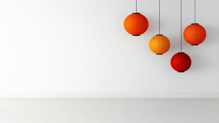 Poster - Stunning modern Chinese New Year backdrop featuring glowing lanterns vibrant red and orange gradient soft shadows and a text placeholder in a futuristic style  Perfect for festive design projects