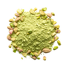 Wall Mural - Natural and tasty Pistachio Flour Isolated On Transparent Background 
