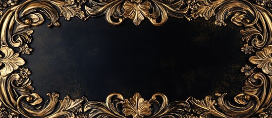 Poster - Elegant Gilded Frame with Black Background Ideal for Fashion Calendar or Luxury Event Promotions