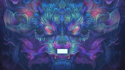 Poster - Vibrant and Captivating Psychedelic Chinese New Year Background Featuring Swirling Patterns in Dazzling Colors with a Centered Text Box for Contrast and Visual Impact