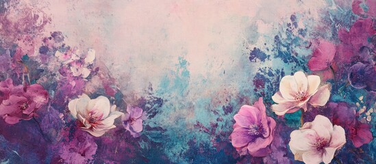 Canvas Print - Floral Watercolor Background with Soft Pastel Hues and Abstract Texture for Elegant Text Overlay