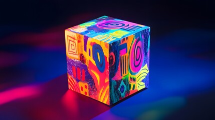 Wall Mural - Vibrant Abstract Cube Art Neon Colorful Design