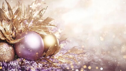 Poster - Mystical and enchanting Chinese New Year background featuring glowing orbs soft purple and gold hues and an elegant text placeholder  This digital creates a magical