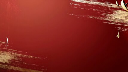 Poster - Exquisite gold calligraphy strokes and a simple text box on a deep red canvas capturing the essence of traditional Chinese New Year in a modern minimalist style