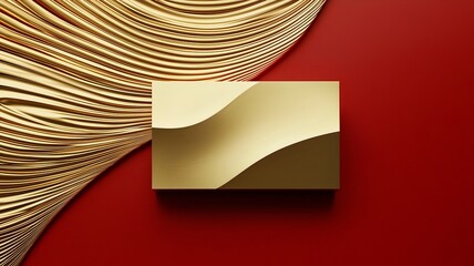 Poster - Elegant and Geometric Chinese New Year Design Featuring Sleek Red and Gold Lines a Crisp Rectangular Text Area and a Minimalist Futuristic Aesthetic