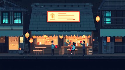 Poster - Festive and Vibrant Chinese New Year Market Scene Featuring Detailed Lanterns Red Envelopes and a Glowing Text Box Showcasing the Celebratory Atmosphere of the Traditional Holiday