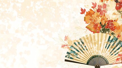Poster - Elegant and intricate Traditional Chinese New Year Fan Design featuring classic oriental patterns and blank white space for text overlay