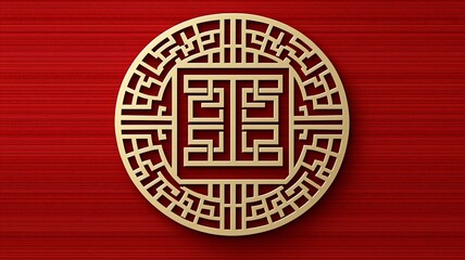 Poster - Luxurious Chinese New Year Invitation Design featuring Embossed Gold Patterns on a Plush Red Silk Textured Background Showcasing a Central Blank Text Area for Customization