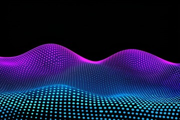 Poster - A 3D rendered background with a futuristic technology theme, showcasing glowing particles and a digital wave, set against a technology data backdrop.