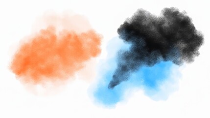 Poster - An abstract background with a gradient of black, blue, orange, red, and white, textured with grain and noise.