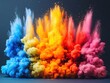 © Sergey - Vibrant clouds of colorful powder burst into the air, showcasing a dynamic and energetic display reminiscent of a Holi festival celebration.