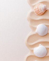Poster - Elegant Seashell and Sand Wave Patterns on Calm Beach