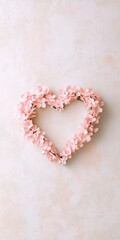 Poster - Elegant Pink Floral Heart on Pastel Background Romantic and Minimalist Aesthetic