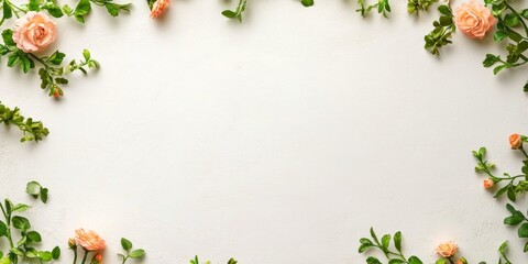 Poster - Elegant Pastel Floral Border with Soft White Background for Versatile Design Projects