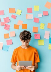 Poster - Focused Student Planning with Colorful Inspiration in a Bright Classroom
