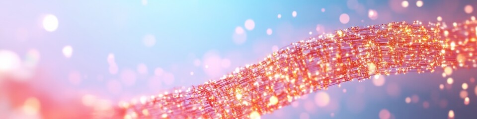 Poster - Digital Glow Abstract Visualization of Blockchain Network in Vibrant Colors