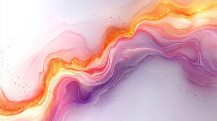 Poster - Abstract fluid design with soft pink and orange waves creating a soothing and dynamic visual experience, perfect for backgrounds or creative projects.